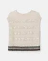 Lafayette 148 Cashmere Striped Metallic Pullover Sweater In Pearl Multi