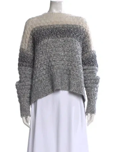 Pre-owned Lafayette 148 Cashmere Striped Sweater In Gray