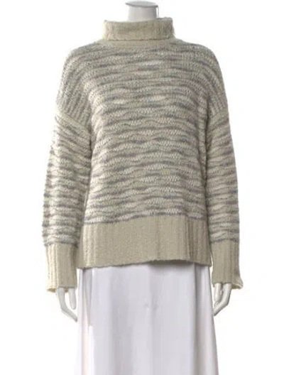Pre-owned Lafayette 148 Cashmere Striped Sweater In Gray