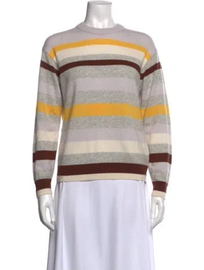 Pre-owned Lafayette 148 Cashmere Striped Sweater In Neutral