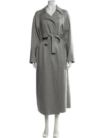 Pre-owned Lafayette 148 Cashmere Trench Coat In Grey