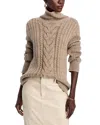Lafayette 148 Cashmere Cable-knit Turtleneck Sweater In Hickory Melange