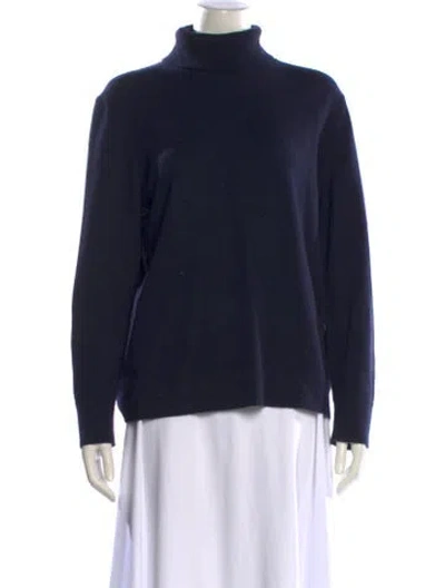Pre-owned Lafayette 148 Cashmere Turtleneck Sweater In Blue