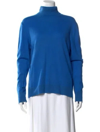 Pre-owned Lafayette 148 Cashmere Turtleneck Sweater In Blue
