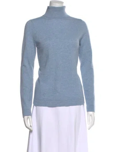 Pre-owned Lafayette 148 Cashmere Turtleneck Sweater In Blue
