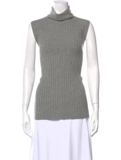 Pre-owned Lafayette 148 Cashmere Turtleneck Sweater In Gray