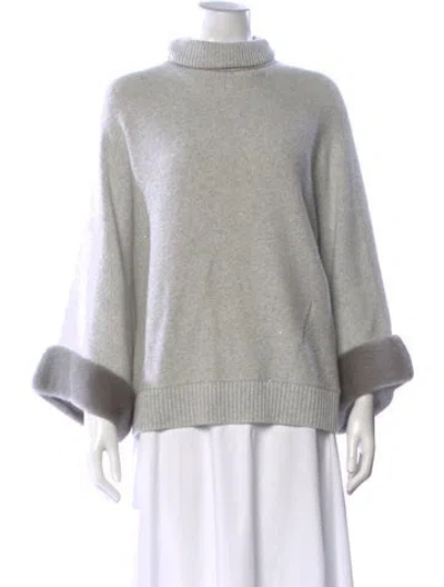 Pre-owned Lafayette 148 Cashmere Turtleneck Sweater In Gray