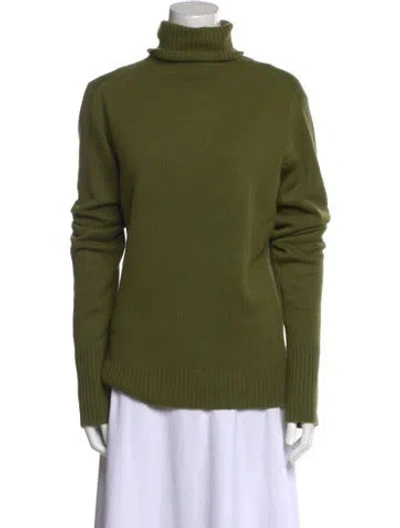 Pre-owned Lafayette 148 Cashmere Turtleneck Sweater In Green