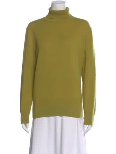 Pre-owned Lafayette 148 Cashmere Turtleneck Sweater In Green