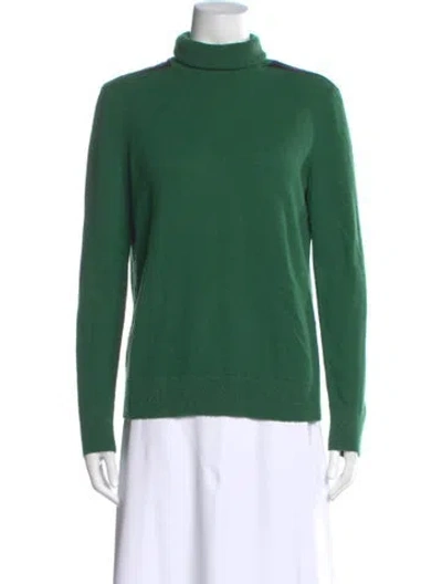 Pre-owned Lafayette 148 Cashmere Turtleneck Sweater In Green