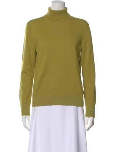 Pre-owned Lafayette 148 Cashmere Turtleneck Sweater In Green