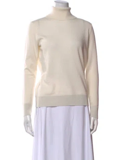 Pre-owned Lafayette 148 Cashmere Turtleneck Sweater In Neutral