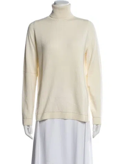 Pre-owned Lafayette 148 Cashmere Turtleneck Sweater In Neutral
