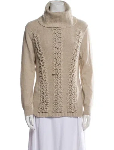 Pre-owned Lafayette 148 Cashmere Turtleneck Sweater In Neutral
