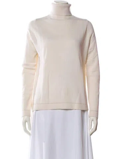 Pre-owned Lafayette 148 Cashmere Turtleneck Sweater In Neutral