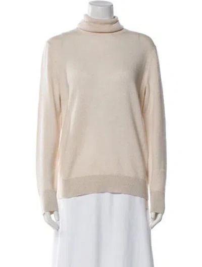 Pre-owned Lafayette 148 Cashmere Turtleneck Sweater In Neutral