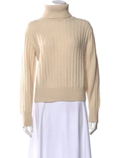 Pre-owned Lafayette 148 Cashmere Turtleneck Sweater In Neutral