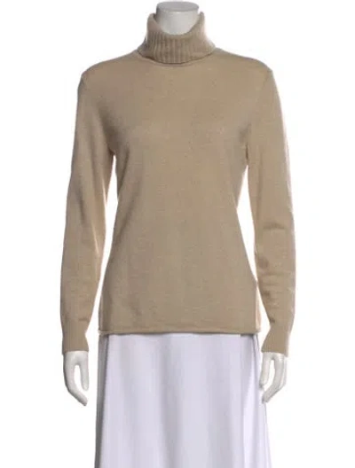 Pre-owned Lafayette 148 Cashmere Turtleneck Sweater In Neutral