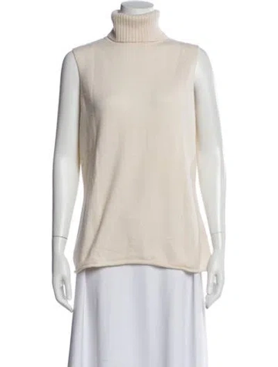 Pre-owned Lafayette 148 Cashmere Turtleneck Sweater In Neutral