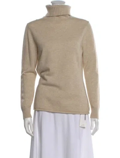 Pre-owned Lafayette 148 Cashmere Turtleneck Sweater In Neutral