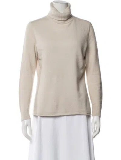 Pre-owned Lafayette 148 Cashmere Turtleneck Sweater In Neutral