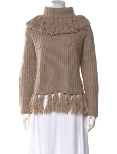 Pre-owned Lafayette 148 Cashmere Turtleneck Sweater In Neutral