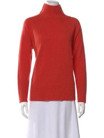 Pre-owned Lafayette 148 Cashmere Turtleneck Sweater In Orange
