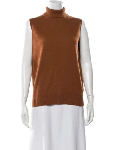 Pre-owned Lafayette 148 Cashmere Turtleneck Sweater In Orange