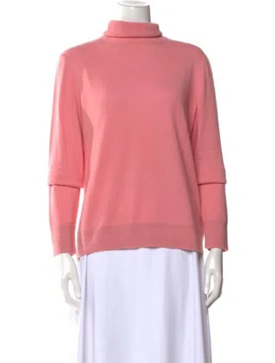 Pre-owned Lafayette 148 Cashmere Turtleneck Sweater In Pink