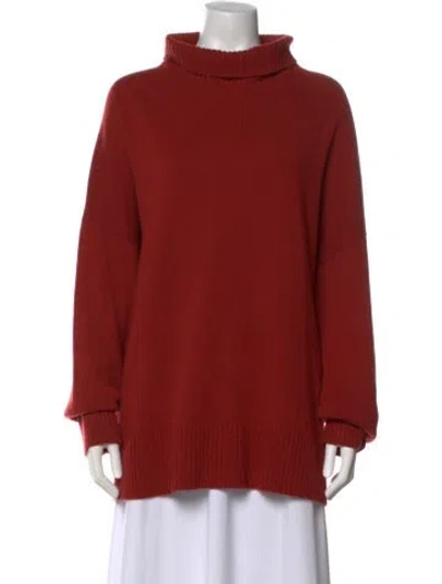 Pre-owned Lafayette 148 Cashmere Turtleneck Sweater In Red