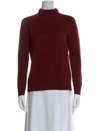 Pre-owned Lafayette 148 Cashmere Turtleneck Sweater In Red