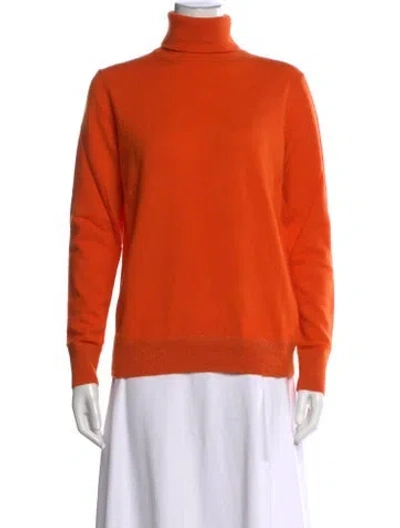 Pre-owned Lafayette 148 Cashmere Turtleneck Sweater W/ Tags In Metallic/orange
