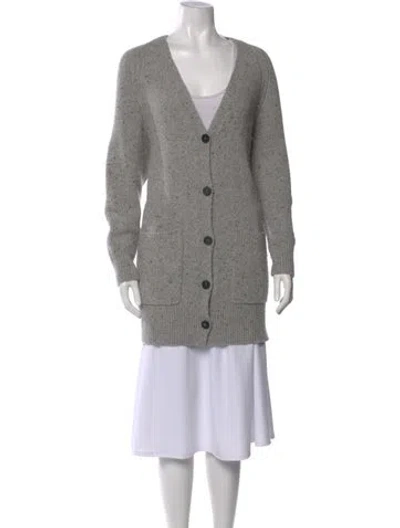 Pre-owned Lafayette 148 Cashmere Tweed Pattern Sweater In Gray