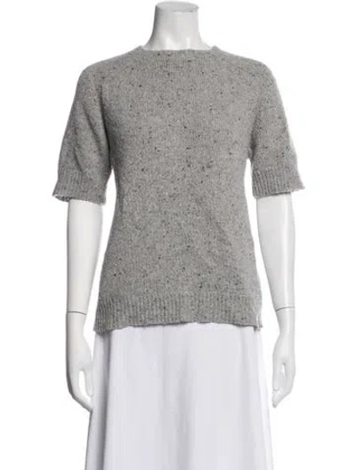 Pre-owned Lafayette 148 Cashmere Tweed Pattern Sweater In Grey