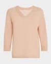 Lafayette 148 Cashmere V-neck Sweater In Shell
