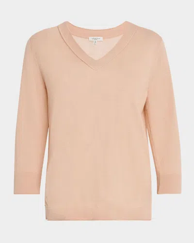 Lafayette 148 Cashmere V-neck Sweater In Shell