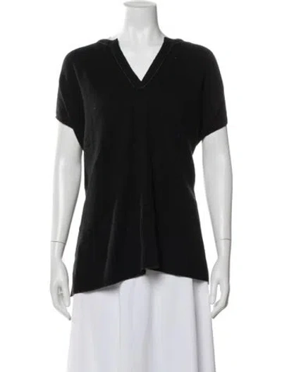 Pre-owned Lafayette 148 Cashmere V-neck Sweater In Black