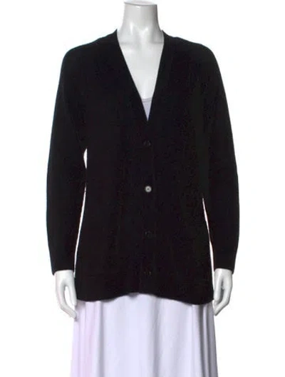 Pre-owned Lafayette 148 Cashmere V-neck Sweater In Black