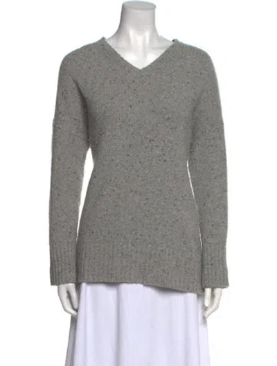 Pre-owned Lafayette 148 Cashmere V-neck Sweater In Gray