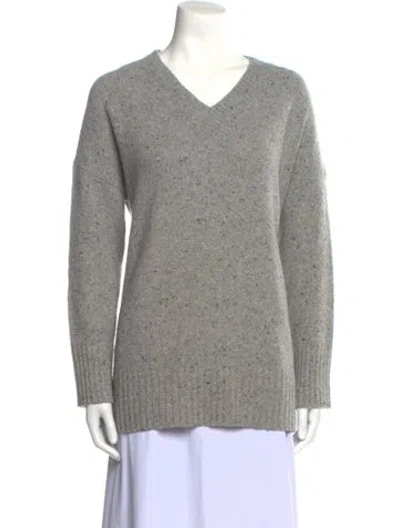 Pre-owned Lafayette 148 Cashmere V-neck Sweater In Gray