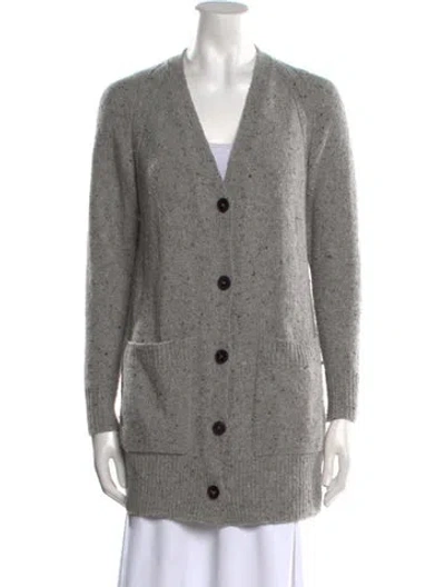 Pre-owned Lafayette 148 Cashmere V-neck Sweater In Gray