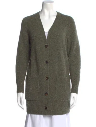 Pre-owned Lafayette 148 Cashmere V-neck Sweater In Green