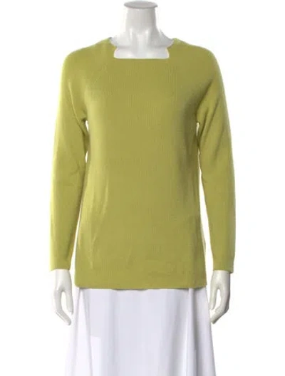 Pre-owned Lafayette 148 Cashmere V-neck Sweater In Green