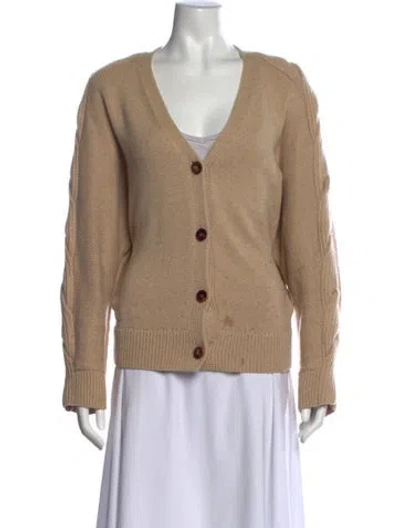 Pre-owned Lafayette 148 Cashmere V-neck Sweater In Neutral