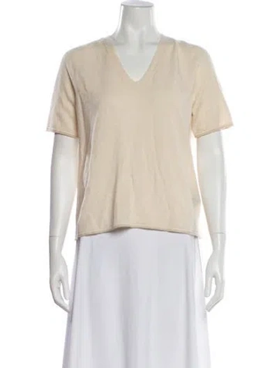 Pre-owned Lafayette 148 Cashmere V-neck Sweater In Neutral