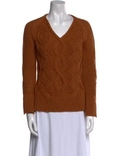 Pre-owned Lafayette 148 Cashmere V-neck Sweater In Neutral