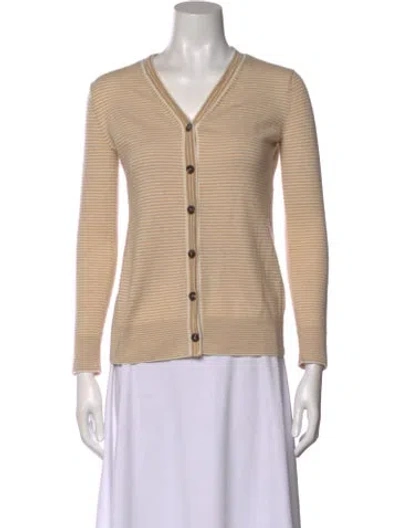 Pre-owned Lafayette 148 Cashmere V-neck Sweater In Neutral