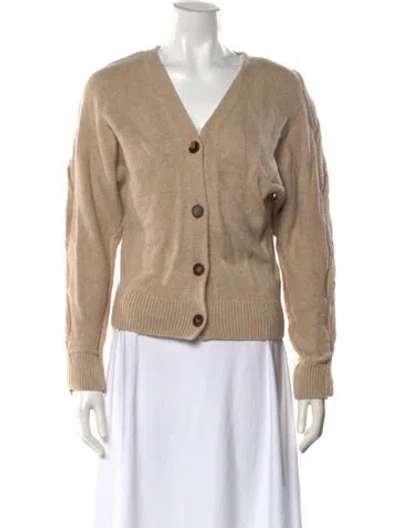 Pre-owned Lafayette 148 Cashmere V-neck Sweater In Neutral