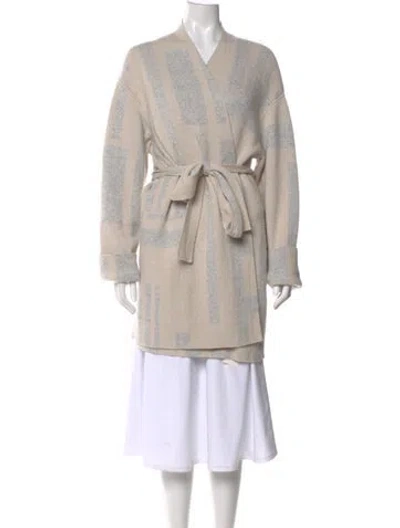 Pre-owned Lafayette 148 Cashmere V-neck Sweater In Neutral