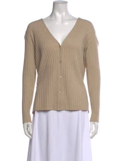 Pre-owned Lafayette 148 Cashmere V-neck Sweater In Neutral